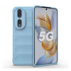   HUSĂ! - Protectie din silicon pentru telefon (rezistenta la impact mediu, protectie camera, model 3D) ALBASTRU DESCHIS Honor 90 5G