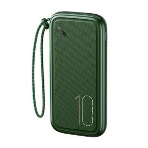 Încărcător de urgență USAMS CD150 2 USB+Type-C+microUSB (10000mAh, încărcător rapid, 37W, indicator LED, brățară) VERDE ÎNCHIS