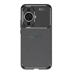  HUSĂ! - Protectie din silicon pentru telefon (rezistenta medie la impact, colt cu perna de aer, model carbon) NEGRU Huawei Nova 11