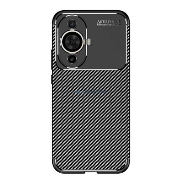 Protectie din silicon pentru telefon (rezistenta medie la impact, colt cu perna de aer, model carbon) NEGRU Huawei Nova 11