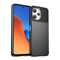   HUSĂ! - Protectie de telefon din silicon (rezistenta medie la impact, cu dungi, model convex) NEGRU Xiaomi Redmi 12