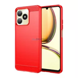   HUSĂ! - Protector de telefon din silicon (rezistență medie la impact, colț cu pernă de aer, periat, model carbon) RED Realme C53