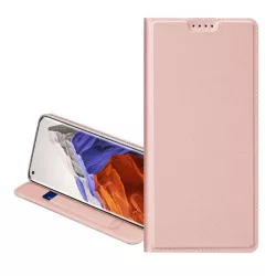   HUSĂ! - Husa DUX DUCIS SKIN PRO in picioare, efect piele (FLIP, deschidere laterala, suport card bancar, functie suport birou) ROSE GOLD Apple iPhone 15 Plus