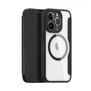 Husa DUX DUCIS SKIN X PRO in picioare, efect piele (FLIP, deschidere laterala, incarcare wireless, Magsafe) NEGRU Apple iPhone 15 Pro Max