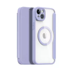   HUSĂ! - Husa DUX DUCIS SKIN X PRO in picioare, efect piele (FLIP, deschidere laterala, incarcare wireless, Magsafe) PURPLE Apple iPhone 15 Plus
