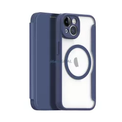   HUSĂ! - Husa DUX DUCIS SKIN X PRO in picioare, efect piele (FLIP, deschidere laterala, incarcare wireless, Magsafe) ALBASTRU INCHIS Apple iPhone 15 Plus
