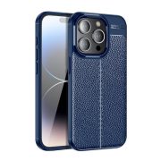   Protectie de telefon din silicon (rezistenta la impact mediu, efect piele, model de cusaturi) ALBASTRU INCHIS Apple iPhone 15 Pro