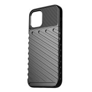  Protector de telefon din silicon (rezistență medie la impact, în dungi, model convex) NEGRU Apple iPhone 15 Plus