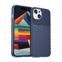   HUSĂ! - Protectie de telefon din silicon (rezistenta la impact mediu, cu dungi, model convex) ALBASTRU INCHIS Apple iPhone 15