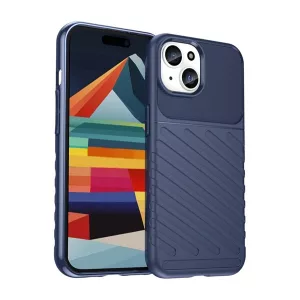 HUSĂ! - Protectie de telefon din silicon (rezistenta la impact mediu, cu dungi, model convex) ALBASTRU INCHIS Apple iPhone 15