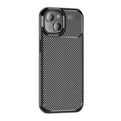   HUSĂ! - Protectie din silicon pentru telefon (rezistenta medie la impact, colt cu perna de aer, model carbon) NEGRU Apple iPhone 15