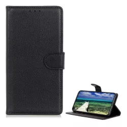   HUSĂ! - Husă în picioare, efect piele (FLIP, deschidere laterală, funcție de suport pentru birou, premium) NEGRU Apple iPhone 15 Plus