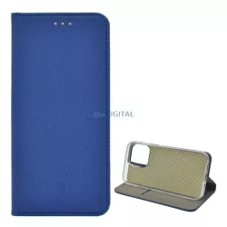   HUSĂ! - Carcasa in picioare, efect piele (FLIP, deschidere laterala, functie suport de masa, model romb) ALBASTRU INCHIS Apple iPhone 15 Plus