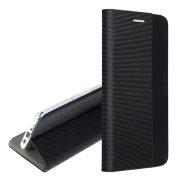   Carcasa in picioare, efect piele (FLIP, deschidere laterala, functie suport de masa, model textil) NEGRU Apple iPhone 15 Pro