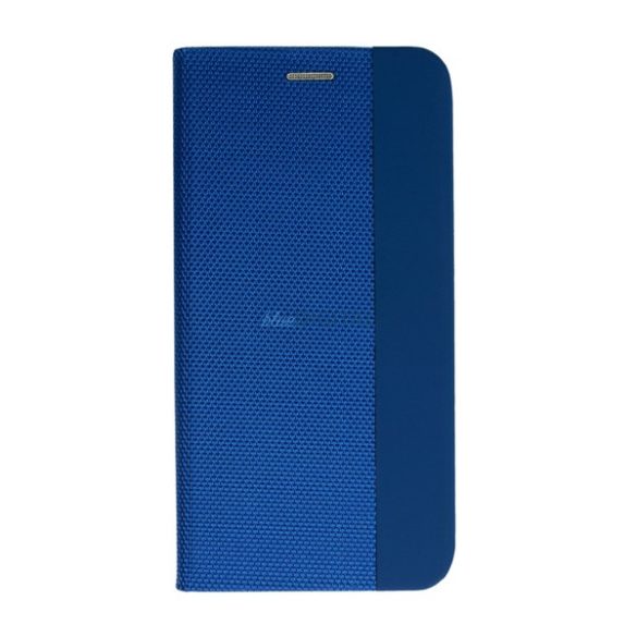Carcasa in picioare, efect piele (FLIP, deschidere laterala, functie suport de masa, model textil) ALBASTRU Apple iPhone 15 Plus