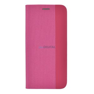 Carcasa in picioare, efect piele (FLIP, deschidere laterala, functie suport de masa, model textil) ROZ Apple iPhone 15 Pro