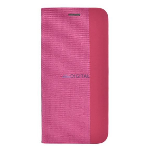 Carcasa in picioare, efect piele (FLIP, deschidere laterala, functie suport de masa, model textil) ROZ Apple iPhone 15 Pro