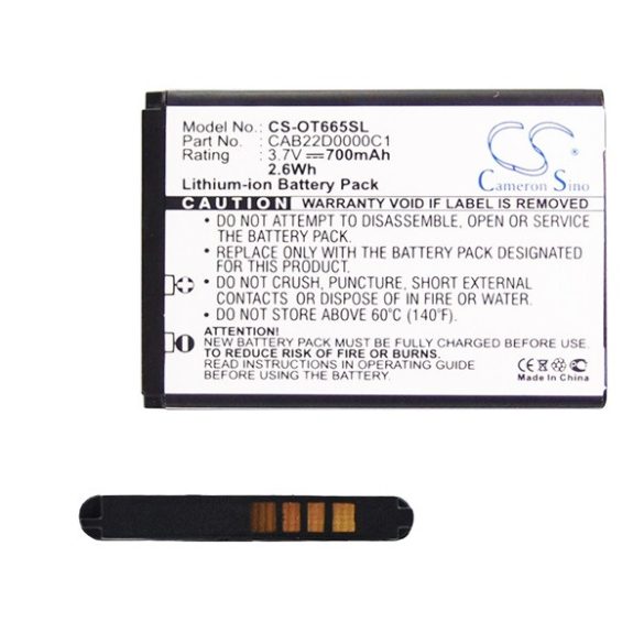 Baterie CAMERON SINO Li-Ion (3,7V/700mAh, compatibil cu Alcatel CAB22B0000C1) NEGRU Telenor One Touch