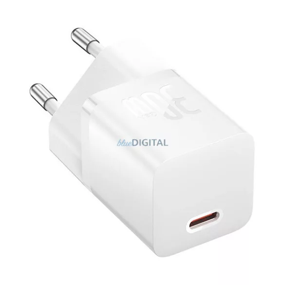 Încărcător de rețea BASEUS cu priză Type-C (30W, GaN5, încărcător rapid PD) ALB