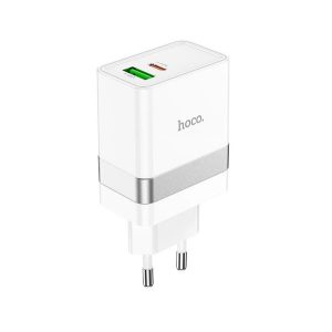 Încărcător de rețea HOCO N21 USB+priză de tip C (30W, încărcător rapid PD 3.0) ALB