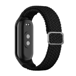   Curea de schimb (dimensiune personalizată, textil, model țesut) NEGRĂ Xiaomi Band 8