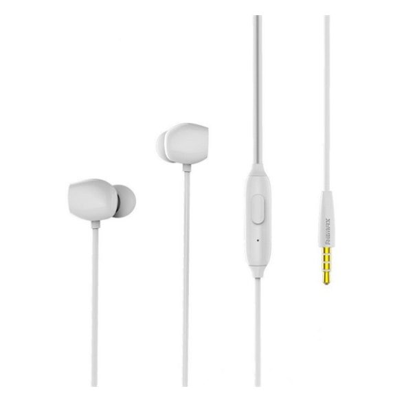 Căști REMAX RM-550 STEREO (mufă de 3,5 mm, microfon, buton de înregistrare) ALBE