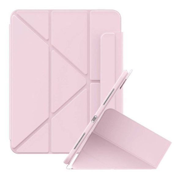 Husă BASEUS MINIMALIST în picioare, efect piele (FLIP activ, deschidere laterală, TRIFOLD, suport birou, suport creion) ROZ Apple IPAD Air 2020 (Air 4), Apple IPAD Air 2022