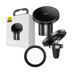   Suport auto BASEUS NEO GRAVITY (pentru bord, aerisire, autoadeziv, 360°, MagSafe) NEGRU