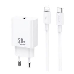   Încărcător REMAX PRIME II priză tip C (20W, încărcător rapid PD + tip C - cablu fulger) ALB