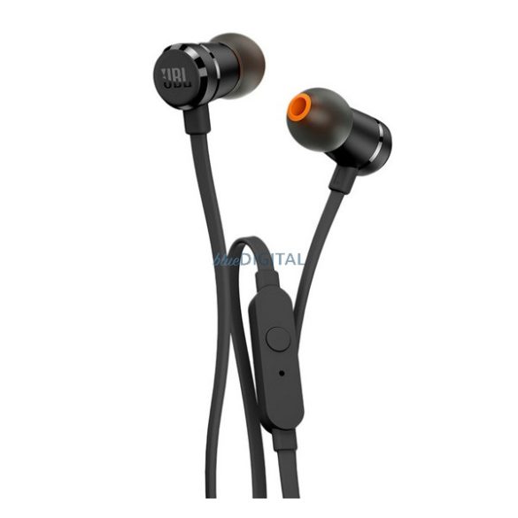 Căști JBL T290 STEREO (mufă de 3,5 mm, microfon, buton de înregistrare, cablu plat) NEGRU
