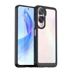   HUSĂ! - protecțiede telefon din plastic (cadru din silicon, rezistent la impact mediu, spate transparent) negru Honor 90 Lite 5G
