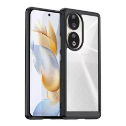   HUSĂ! - protecțiede telefon din plastic (cadru din silicon, rezistent la impact mediu, spate transparent) negru Honor 90 5G
