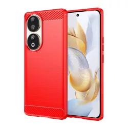   HUSĂ! - Protector de telefon din silicon (rezistență medie la impact, colț cu pernă de aer, periat, model carbon) RED Honor 90 5G