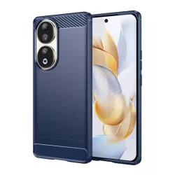   HUSĂ! - Protector de telefon din silicon (rezistență medie la impact, colț cu pernă de aer, periat, model carbon) ALBASTRU ÎNCHIS Honor 90 5G