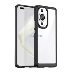   HUSĂ! - Protectie din plastic pentru telefon (cadru silicon, rezistenta medie la impact, spate transparent) NEGRU Huawei Nova 11 Pro