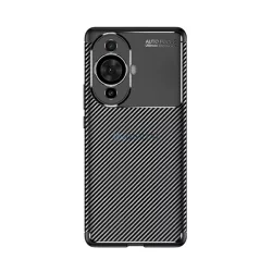   HUSĂ! - Protectie din silicon pentru telefon (rezistenta medie la impact, colt cu perna de aer, model carbon) NEGRU Huawei Nova 11 Pro