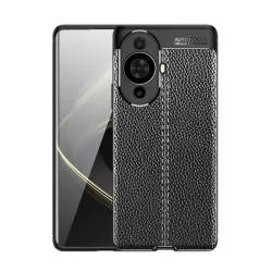   HUSĂ! - Protectie de telefon din silicon (rezistenta la impact mediu, efect piele, model de cusaturi) NEGRU Huawei Nova 11 Pro