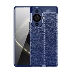   HUSĂ! - Protectie de telefon din silicon (rezistenta la impact mediu, efect piele, model de cusaturi) ALBASTRU INCHIS Huawei Nova 11 Pro