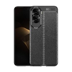   HUSĂ! - Protectie de telefon din silicon (rezistenta la impact mediu, efect piele, model de cusaturi) NEGRU Honor 90 Lite 5G