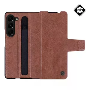 HUSĂ! - Protector de telefon din plastic NILLKIN AOGE (spate din piele naturală, interior din microfibră de pluș, suport S Pen) MARO Samsung Galaxy Z Fold5 5G (SM-F946)