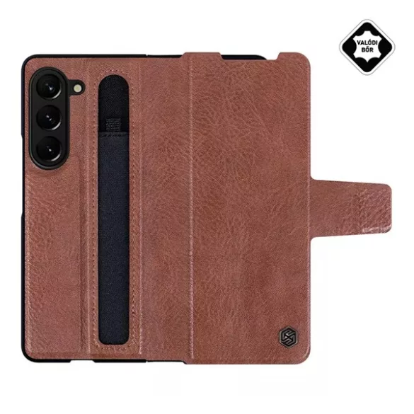 HUSĂ! - Protector de telefon din plastic NILLKIN AOGE (spate din piele naturală, interior din microfibră de pluș, suport S Pen) MARO Samsung Galaxy Z Fold5 5G (SM-F946)