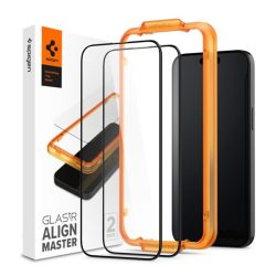   SPIGEN ALM FC folie sticlă protecție ecran2pcs (2.5D, rezistent la amprente, extra rezistent la zgârieturi, 9H, ultra-subțire, evidențierea culorii) pentru Apple iPhone 15 Pro Max
