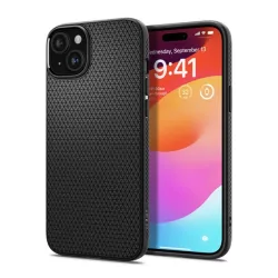   HUSĂ! - Protectie de telefon din silicon SPIGEN LIQUID AIR (rezistenta medie la impact, colt cu perna de aer, model romb) NEGRU Apple iPhone 15
