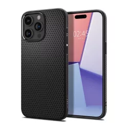   HUSĂ! - Protectie de telefon din silicon SPIGEN LIQUID AIR (rezistenta medie la impact, colt cu perna de aer, model romb) NEGRU Apple iPhone 15 Pro Max