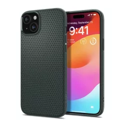   HUSĂ! - Protectie de telefon din silicon SPIGEN LIQUID AIR (rezistenta medie la impact, colt cu perna de aer, model romb) VERDE INCHIS Apple iPhone 15 Plus