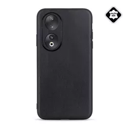   HUSĂ! - Protectie telefon din plastic (cadru silicon, spate din piele naturala) NEGRU Honor 90 5G