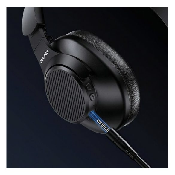 AWEI A997 PRO căști bluetooth Stereo (v5.3, microfon, anulare activă a zgomotului + cablu jack de 3,5 mm) NEGRU
