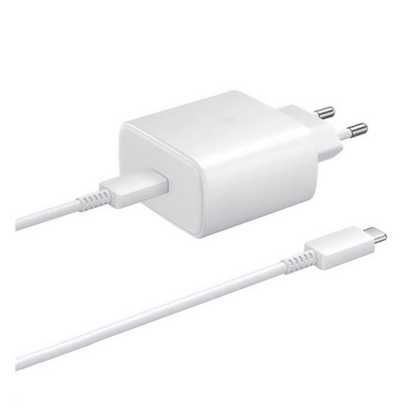 Încărcător SAMSUNG priză tip C (65W, încărcător rapid PD + cablu tip C) ALB