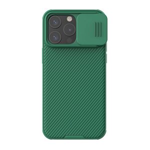Protector de telefon din plastic NILLKIN CAMSHIELD PRO MAGNETIC (rezistenta la impact mediu, protectie camera, placa metalica, dungi) VERDE INCHIS Apple iPhone 15 Pro Max