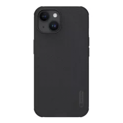   HUSĂ! - Protector de telefon din plastic NILLKIN SUPER FROSTED PRO (rezistent mediu la impact, cauciucat, suprafață rugoasă) NEGRU Apple iPhone 15